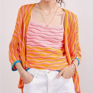 Anthropologie Maeve Sunrise Sweater Set PINK COMBO